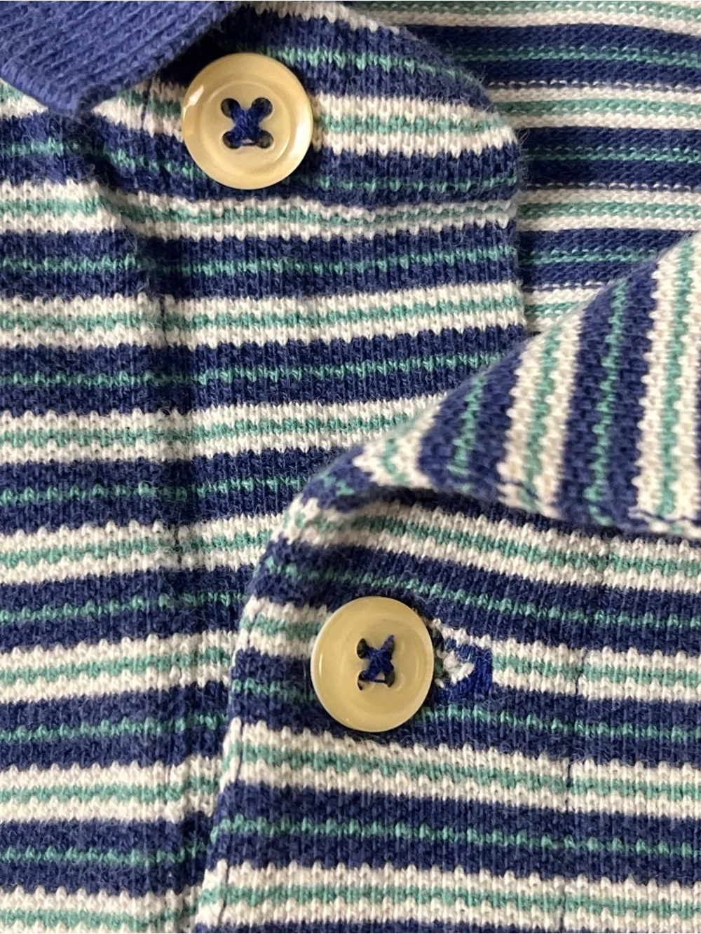 Ralph Lauren Y2K Blue Green Striped Polo Vintage Shirt 18-24M XL
